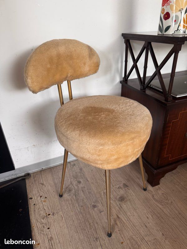 Chaise dorée capitonnée ancienne vintage (image 1)