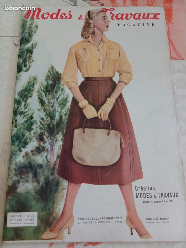 Août 1956 Modes et Travaux, mode, tricot, couture (image 2)