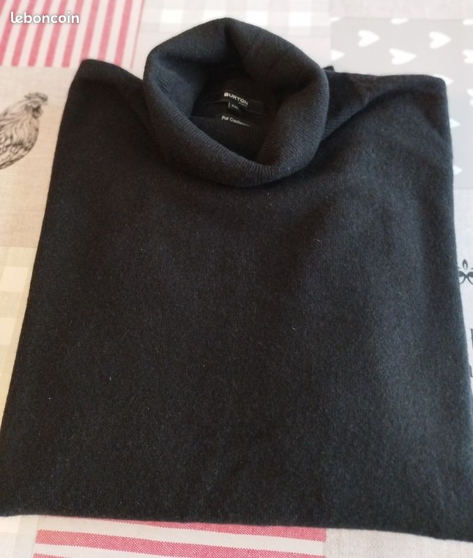PULL Col roulé Noir 100% Cachemire 