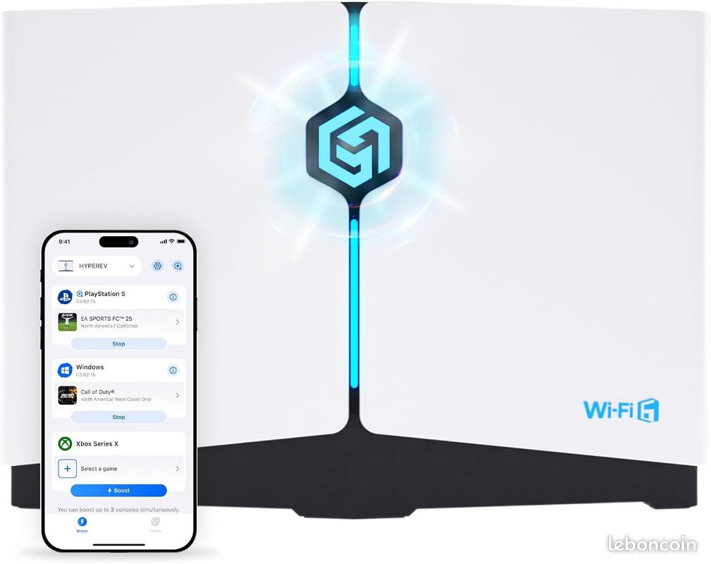 [NEUF] Routeur de Jeu avec amplificateur WiFi - GearUP Booster : abonnement Gratuit de 180 Jours, amplificateur de Jeu AX3000 pour PC et Consoles, 2402 Mbps (5 GHz et 2,4 GHz), WiFi 6 D (C4) (image 2)