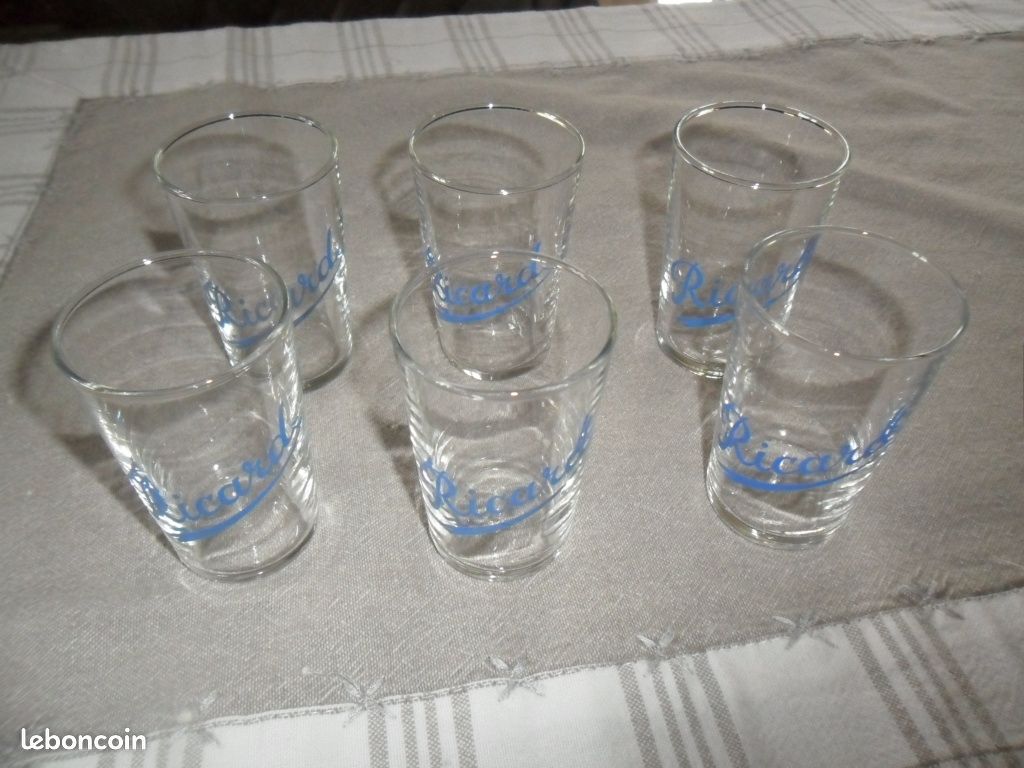 Lot de 6 mini verres RICARD bleu ciel (image 1)