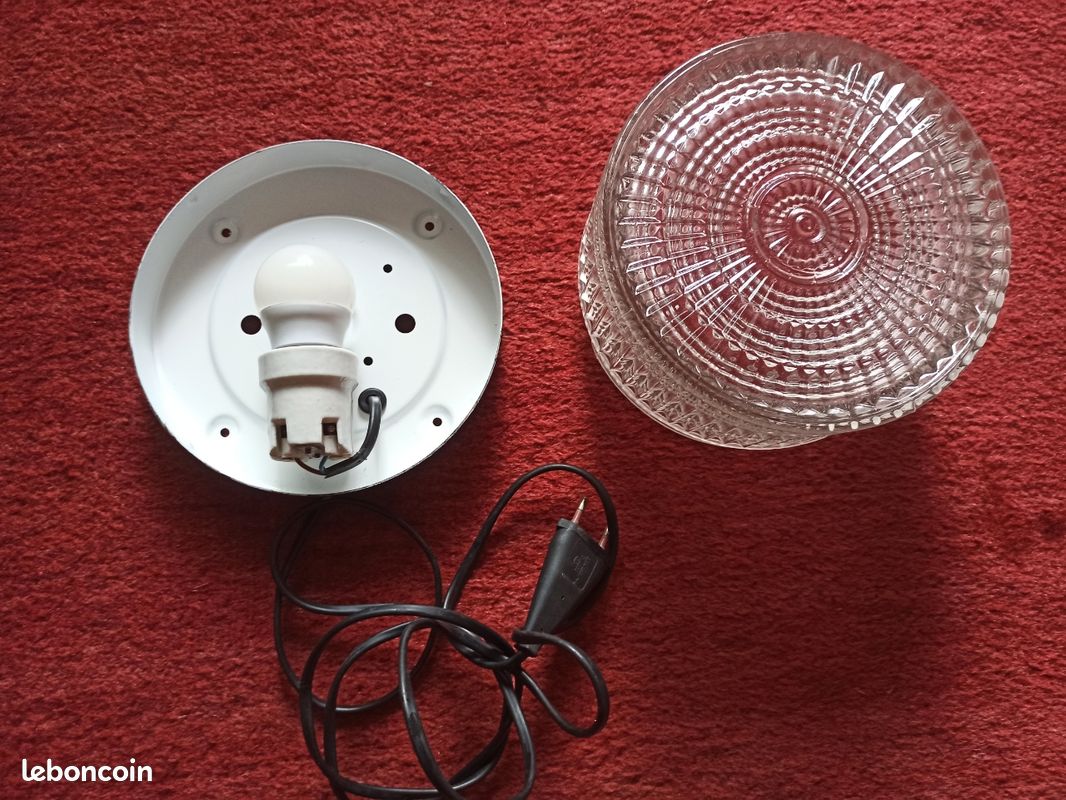 Magnifique lampe à poser type holophane - lampe à poser vintage - lampe prismatique (image 4)