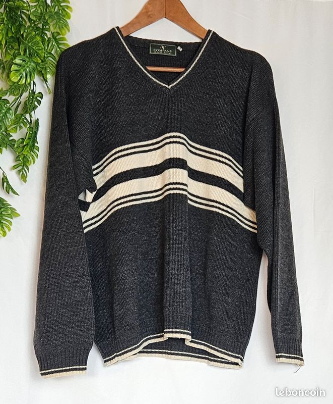 Pull Homme Armand Thiery - Taille L - Noir - Manches Longues - Occasion Très Bon état