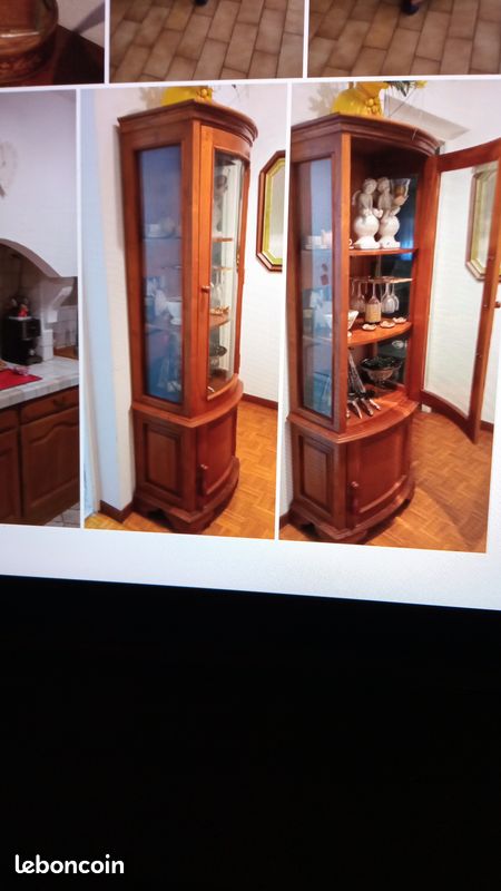 Meuble vitrine bois et verre merisier (image 3)