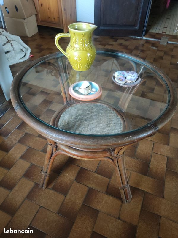 Table basse rotin (image 1)