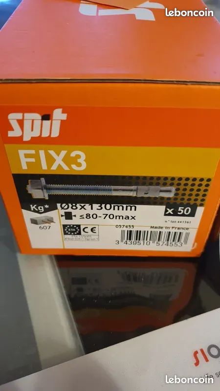 Boite chevilles spit fix 3 D8x130mm béton (image 1)