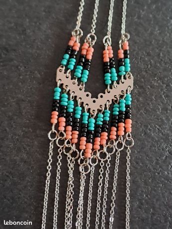 Collier De Poitrine Western 4 Points En Cuir - Très Bon état, Tirailleuses, Boutons Pression