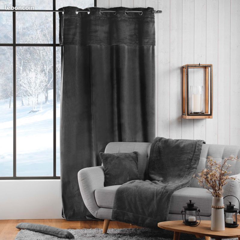 Rideau a poils doux 140 x 240 cm Caresses anthracite (image 2)