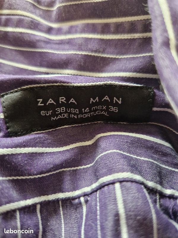 Lot de 3 chemises ou à l unité homme taille S de marque ZARA(pour la rayé) (image 2)