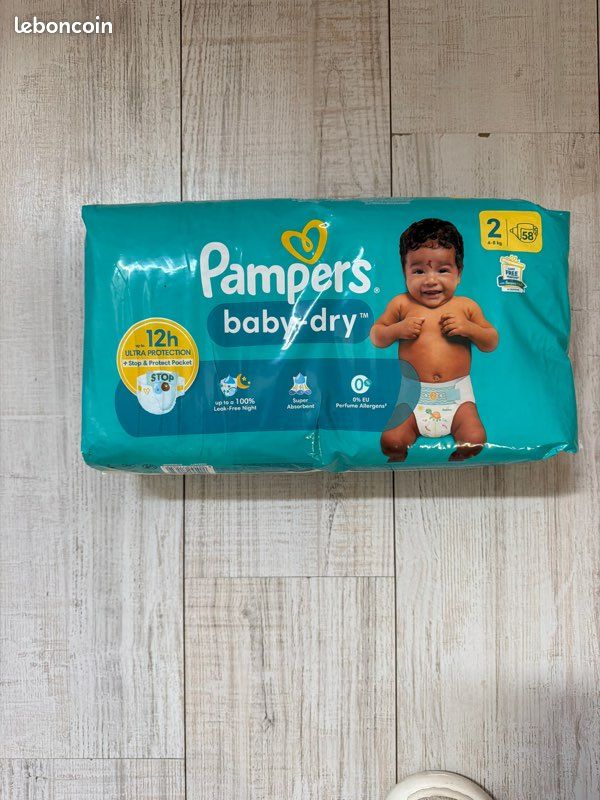 Couches Pampers Baby Dry taille 2 (image 1)