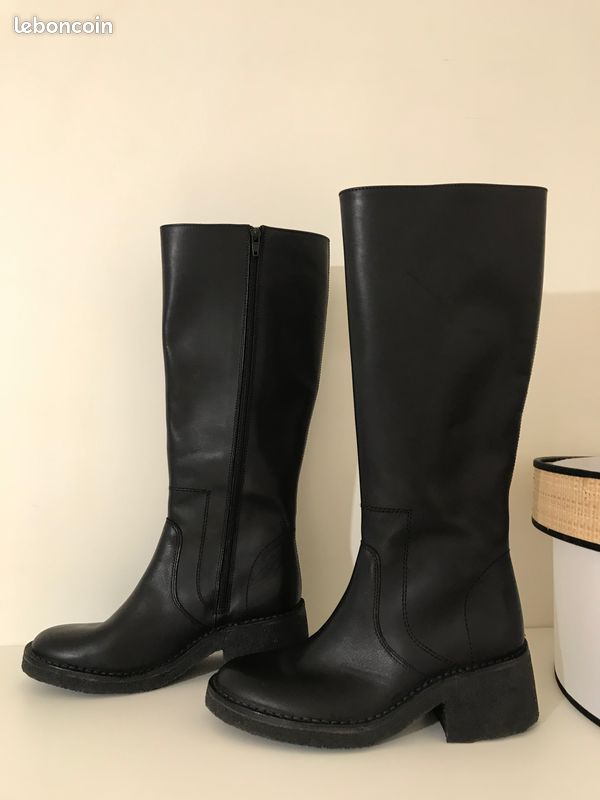 ◊ Perle rare ◊ Superbes bottes hautes cuir neuves A.P.C. Noires – P39 (image 1)