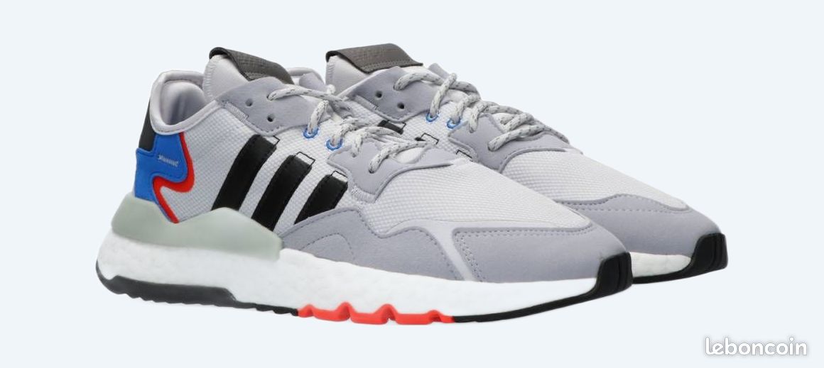 Adidas NITE JOGGER Gray/Black/White/Blue Athletic Shoes FX6835 (image 1)