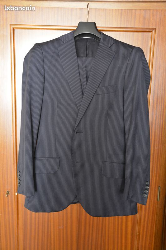 Costume bleu nuit rayure « banquier » Hackett – Taille 46R (regular) 100% Laine (image 1)