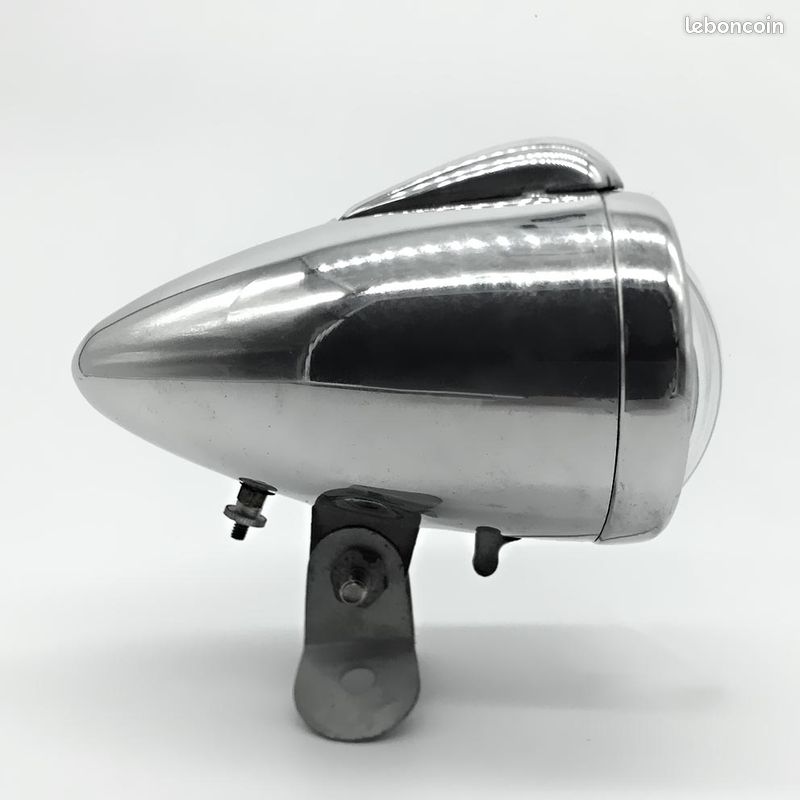 Phare LED Vintage Pour Vélo – Argent, Métal, 160°, Piles AAA, Support Fourche, Look Rétro