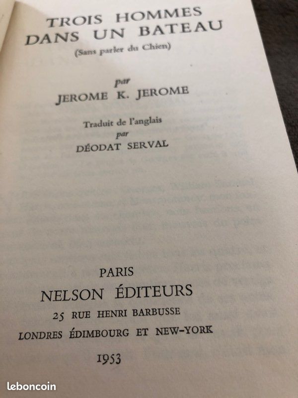 Livre trois hommes dans un bateau 1953 (image 3)