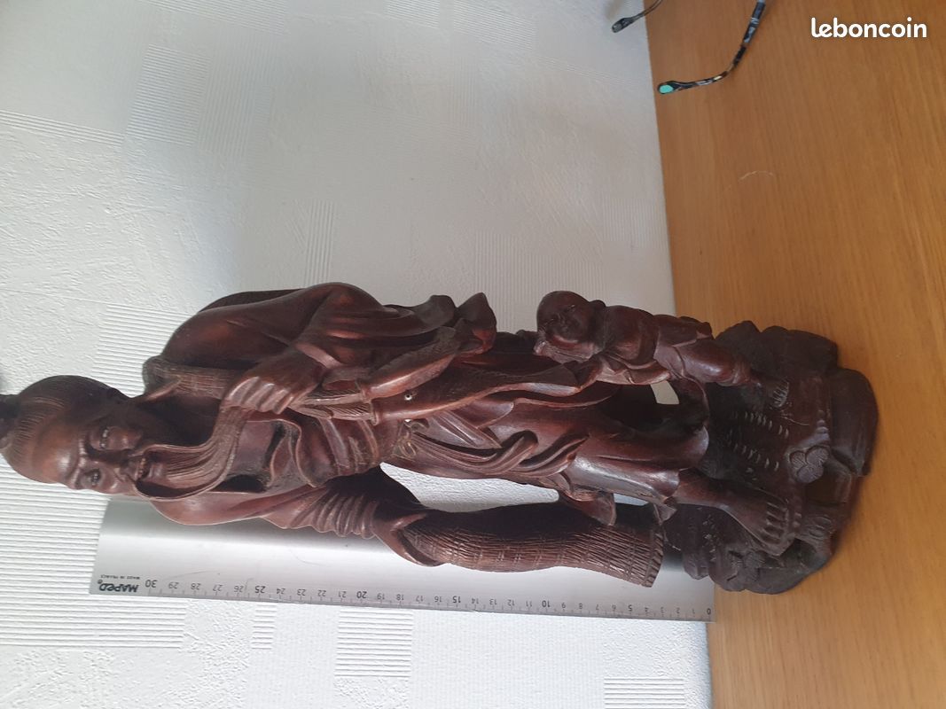 Statue asiatique bois sculpté (image 1)