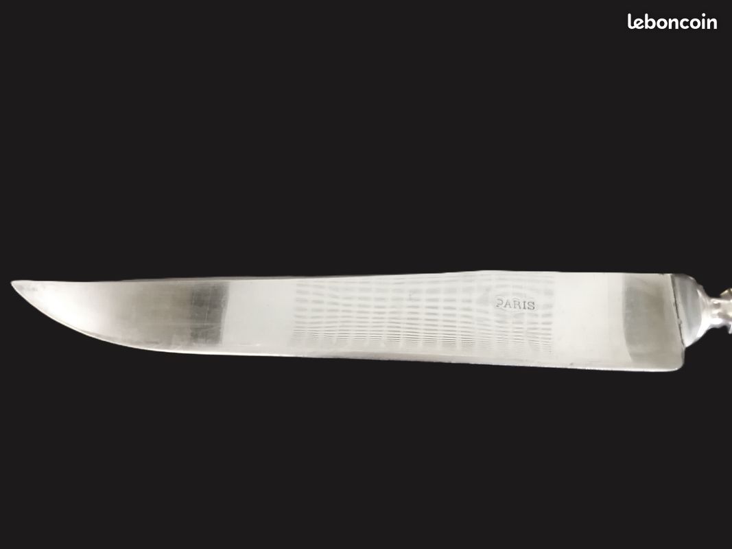 Set couverts pour couper la viande en métal argenté et acier forgé, style Napoléon III (image 5)