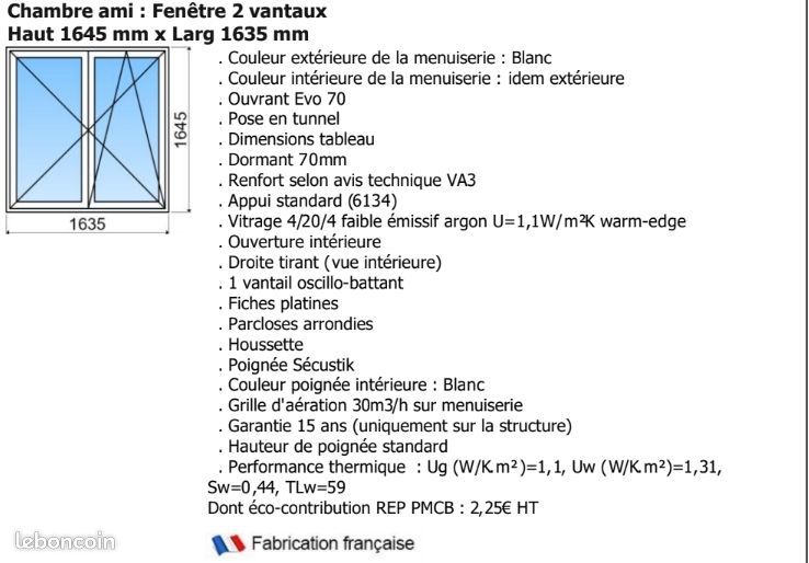Menuiserie PVC Oscillo-battant (image 2)