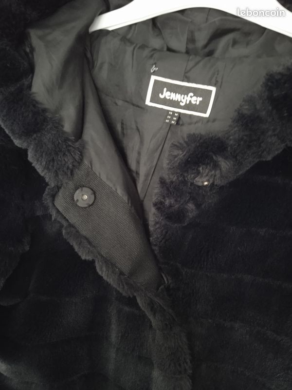 Manteau court, fausse fourrure, tout doux, noir taille M/38