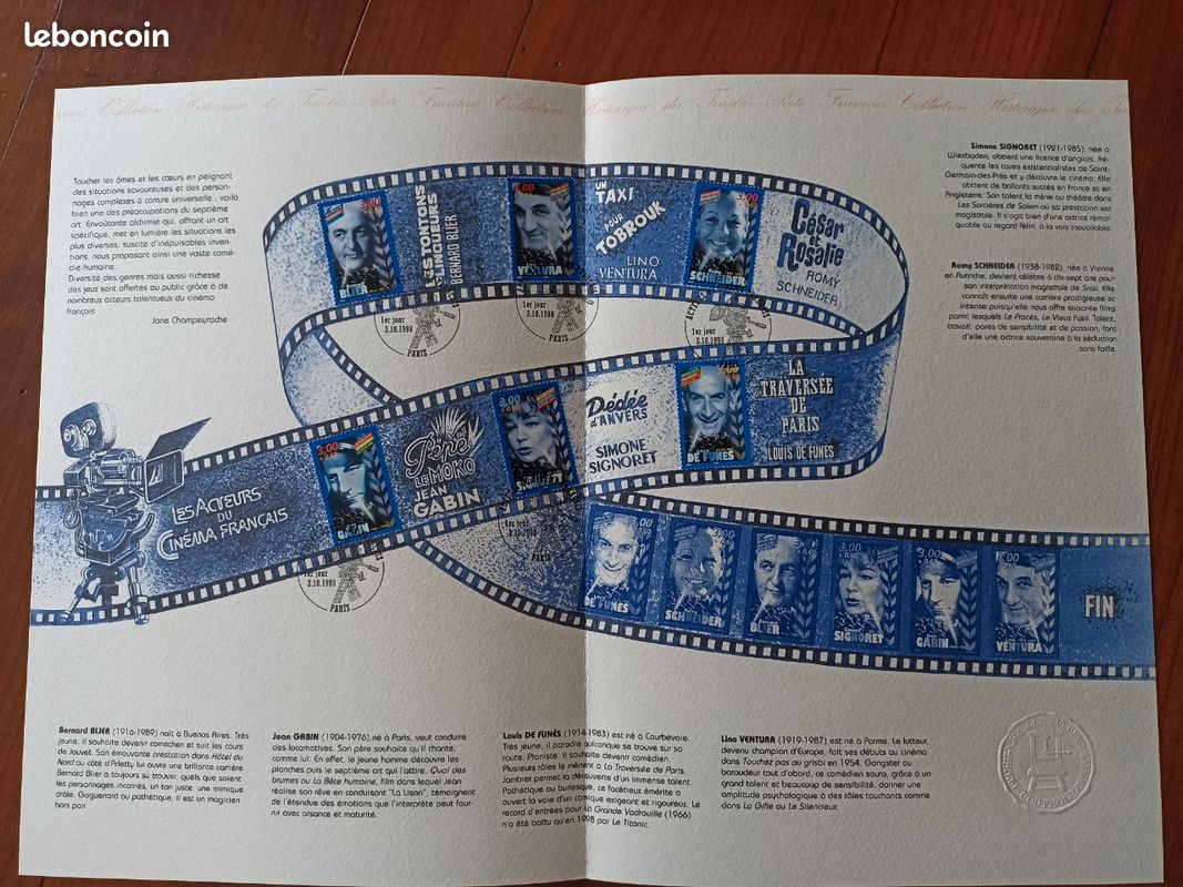 Document philatélique "Les Acteurs du Cinéma Français" 1998 (image 5)