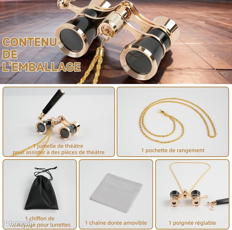 Lunettes de télescope à lentilles revêtues de jumelles d'opéra noires