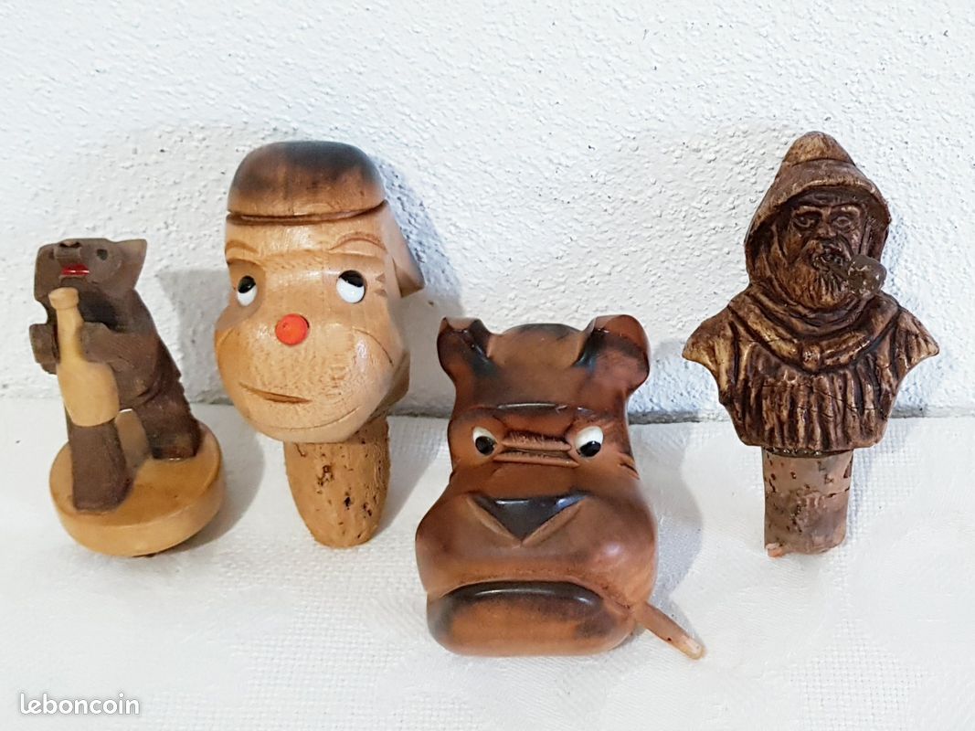 Statuette En Bois Multifonction - Tire-bouchon Et Décapsuleur - Oiseau Vintage 60's
