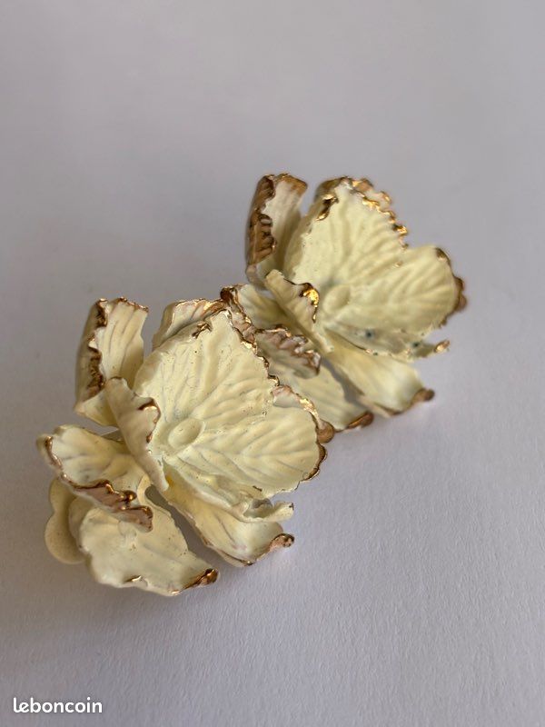 Paire De Clips D’oreilles Anciens – Verre Et Métal, Fermoir Clips Vintage