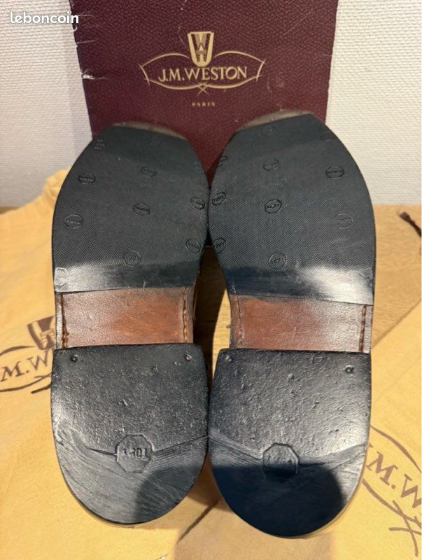 Chaussures jm weston modele triple semelle derby a bout fleuri en cuir marron taille 8 d 42 (image 6)