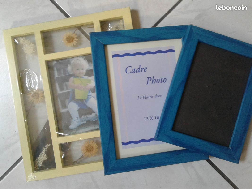 MAISON Cadres bois petites photos fleurs ou lot bleu (image 1)