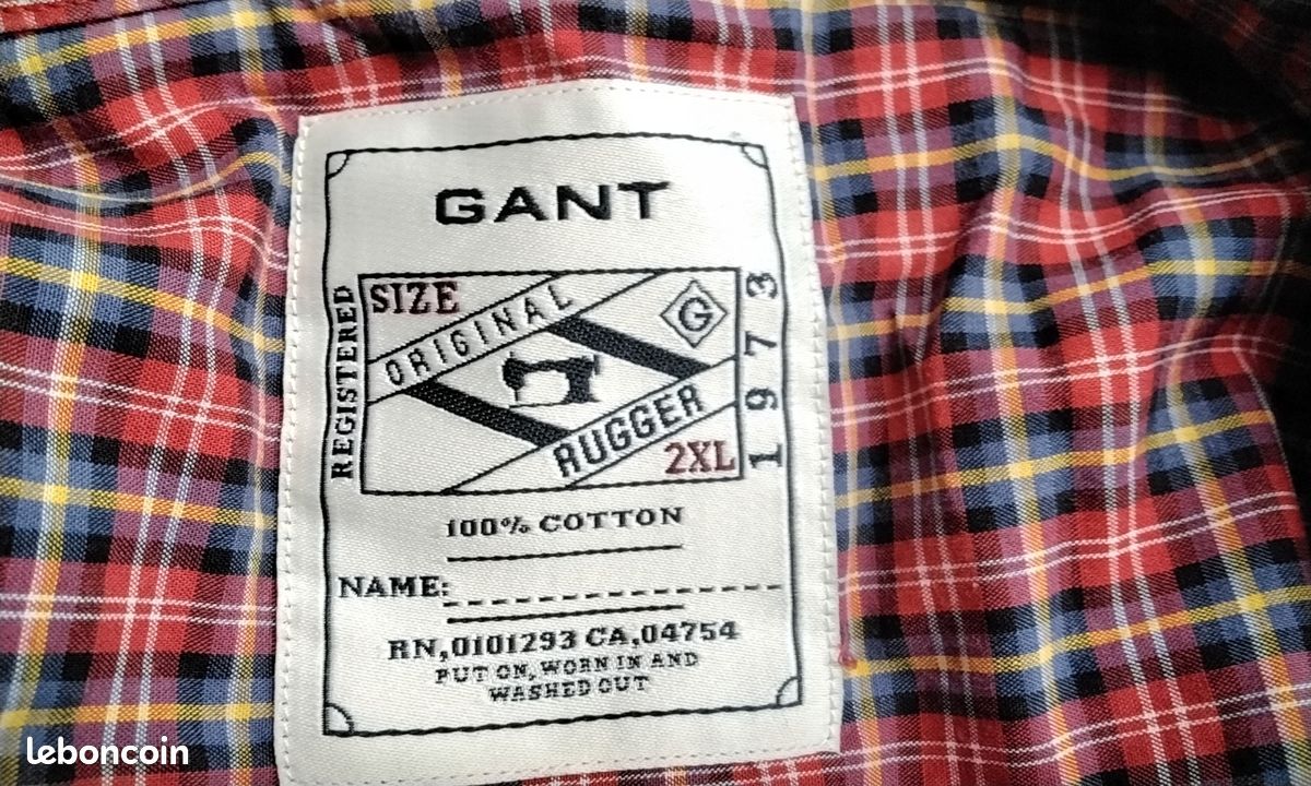 Chemise GANT Oxford Bleue - Taille 2XL (45/46) - TBE - Vêtements