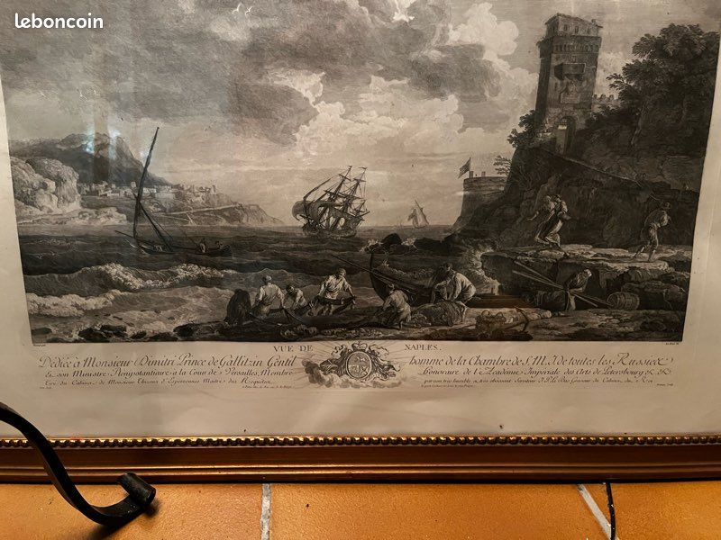 Cadre vue de naples dédié à Monsieur le prince Dimitri de gallitzine (image 2)