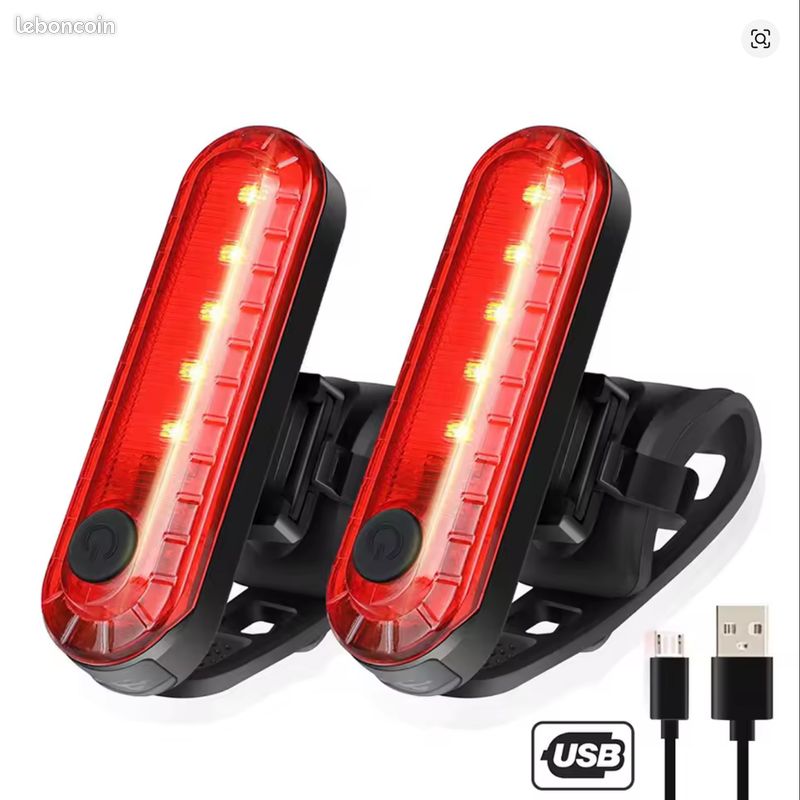 Feu Arrière De Vélo LED Rechargeable USB – 5-6 Modes, étanche IP43 – Sécurité Cyclisme Nuit
