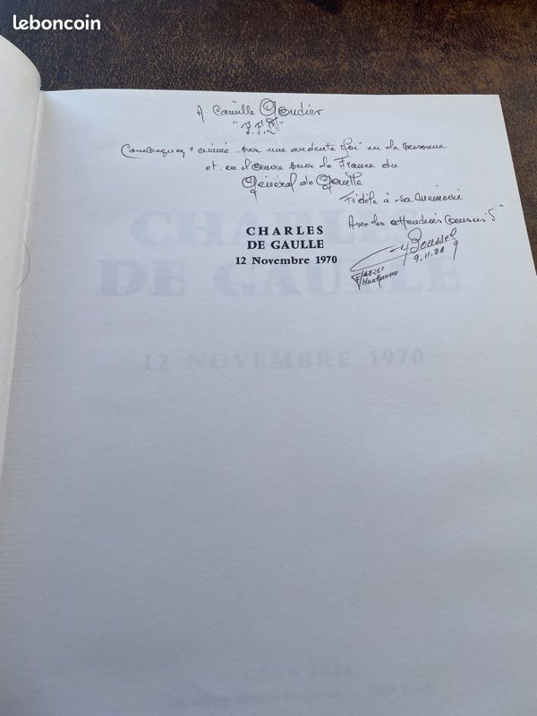 Louis Henri Boussel / préf André Malraux : Charles De Gaulle 12 novembre 1970 le livre du Souvenir, dédicacé par l’auteur (image 5)