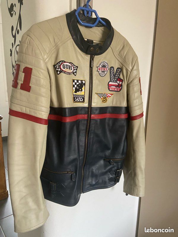 Blouson cuir guns moto avec protections Équipement moto