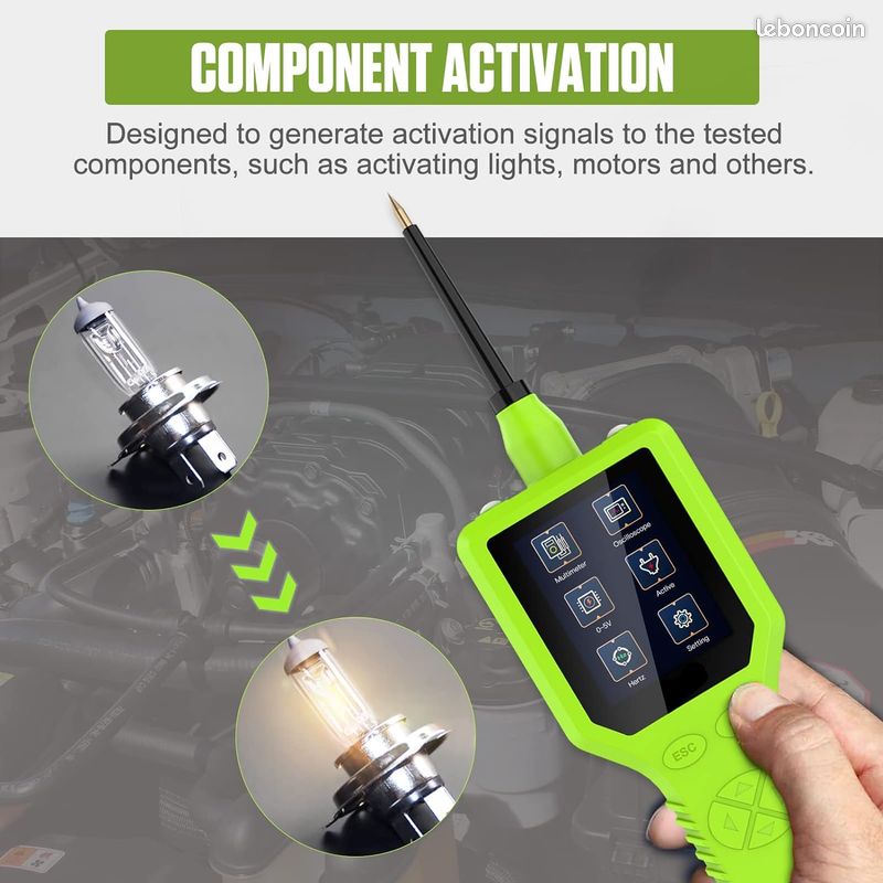 BELEY Testeur de Circuit Electrique 12V Voiture avec Lumière LED, 10m Câble Testeur de Tension avec Écran TFT 2,4 Pouces (13 Langues) (image 6)
