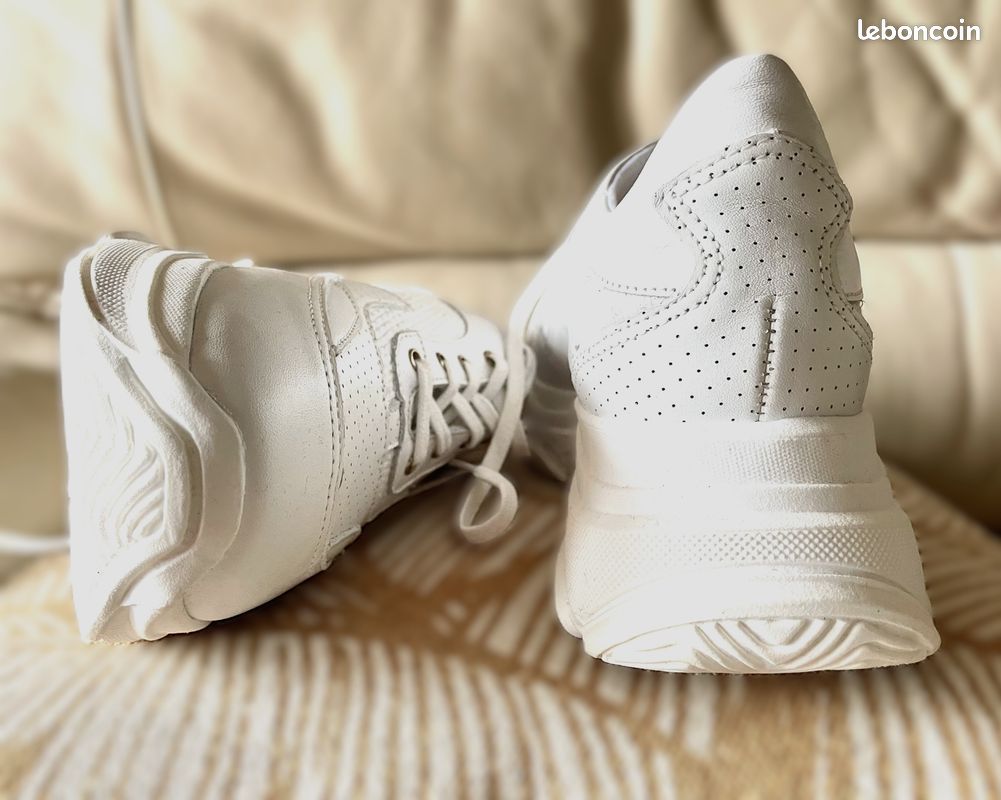 Baskets Sneakers blanches plate-forme neuves de Créateur (image 5)