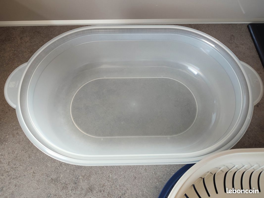 Plat Multi-service Tupperware Avec Passoire Intégrée - Vintage Made In France - Blanc