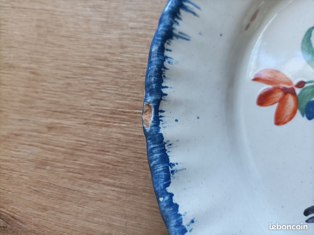 Assiette ancienne peinte main décors fleur 2 (image 6)