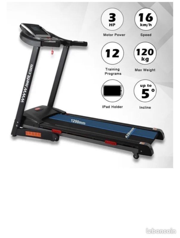 Tapis de course électrique pliable 230V homegym avec panneau de bord LCD