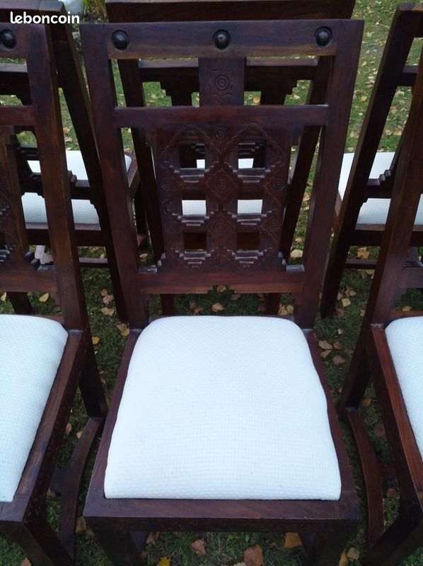 Salle à manger complète. Table + rallonge-Chaises-Meuble bas enfilade (image 9)