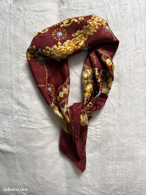 Foulard Carré Soie Lambertti Italy Vintage Bleu – Pour Femme, Super état