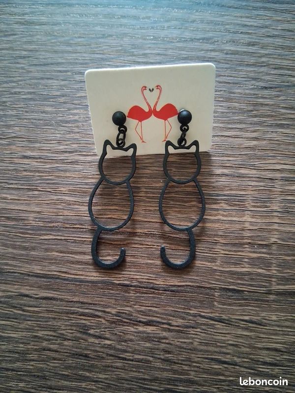 Boucles d'oreilles chat 🐱 noir (image 1)