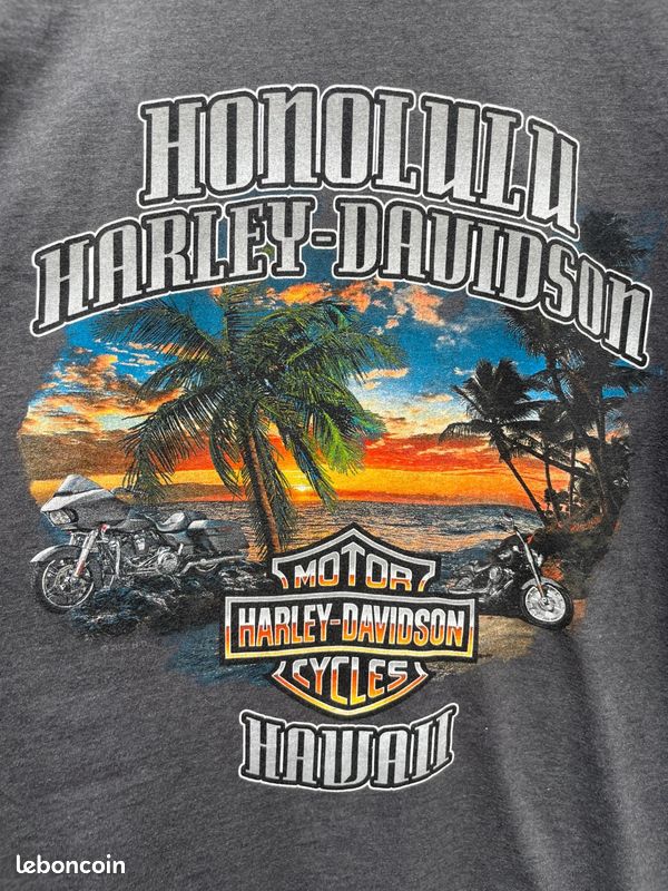T-shirt Harley Davidson 2XL Gris Bald Eagle Honolulu Hawaii 2012 – Vintage Rare Collector (image 2)