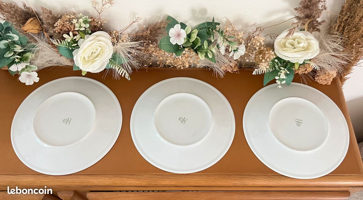 🌺🌸 White Collection - Lot n° 2602 - 6 Assiettes plates "California" - Deshoulières - Limoges 🇫🇷 (image 17)