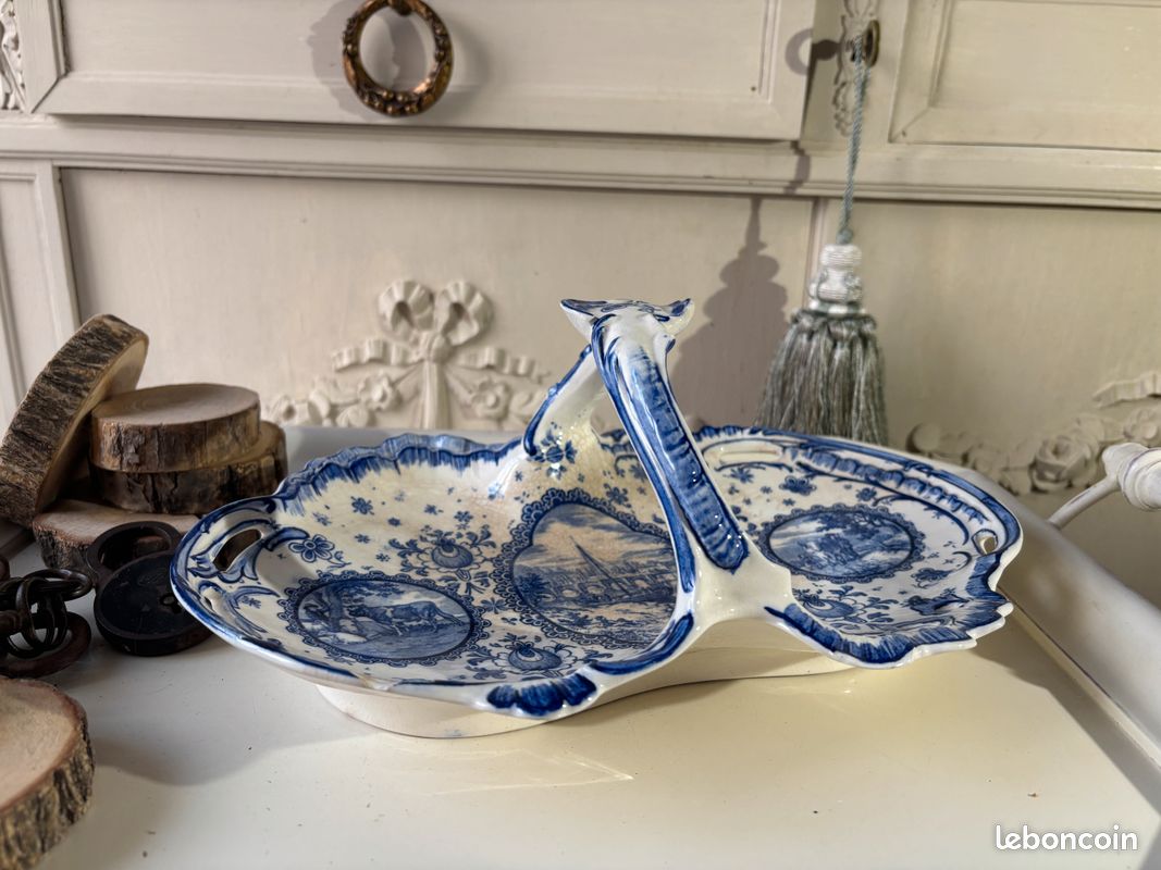 Lot d'assiettes décor moulin, Delft Bleu Céramique Floral,Végétal