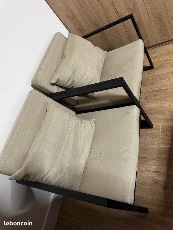 Lot de 2 fauteuils de terrasse / jardin avec coussins (image 2)
