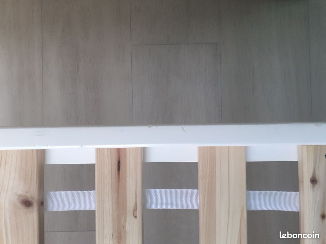 Lit enfant 90*190 blanc en bois avec table chevet (image 7)