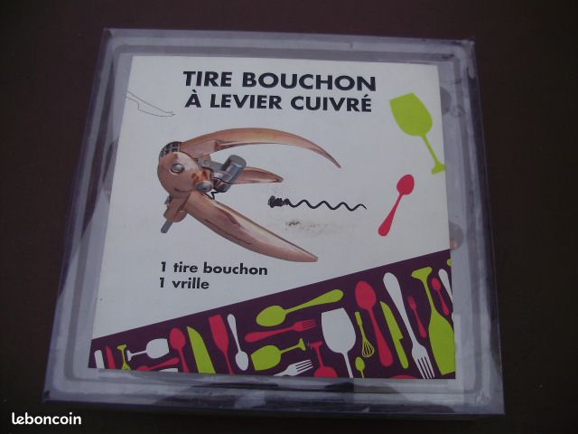 Tire bouchon a levier en cuivre neuf orfevrerie de la tour (image 2)