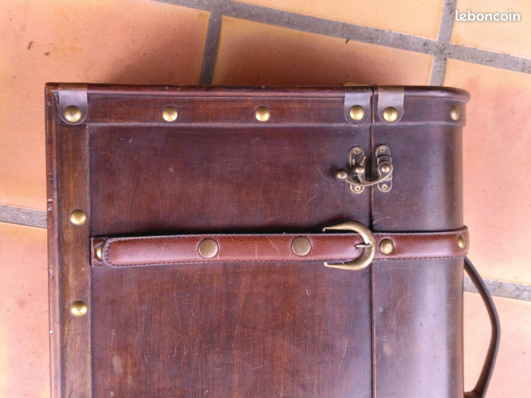 Valise Vintage Rétro Carte Géographique - Coffre Bois Décoratif Portable Pour Rangement & Photographie