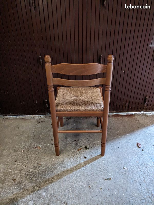 Chaise bois en pin avec assise en paille (image 4)